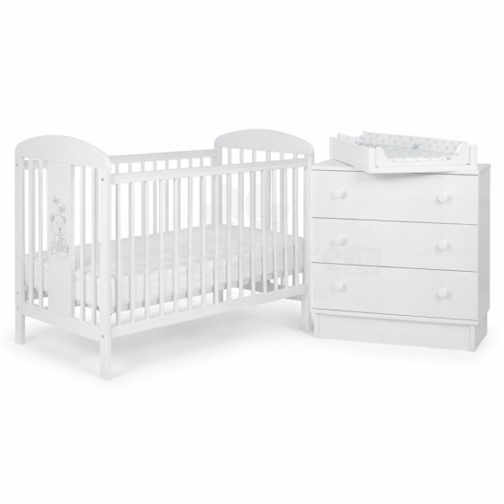 La Bebe™ Bedding Wood Set Tomi Art.43654 White  Children's furniture set: bed and chest of drawers