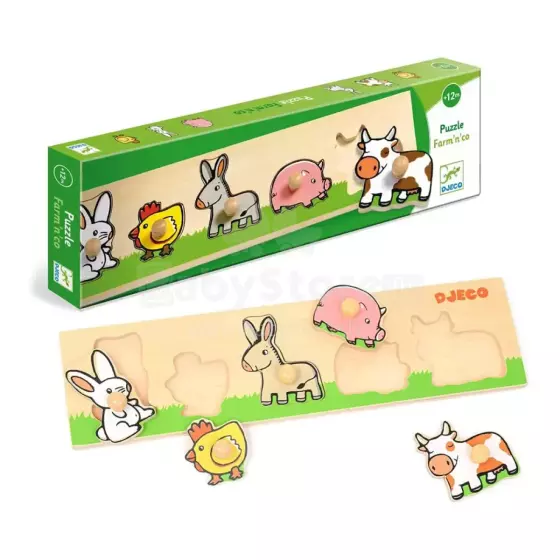 DJECO Wooden Puzzles Attīstošā puzle  Farm'n'co DJ01116