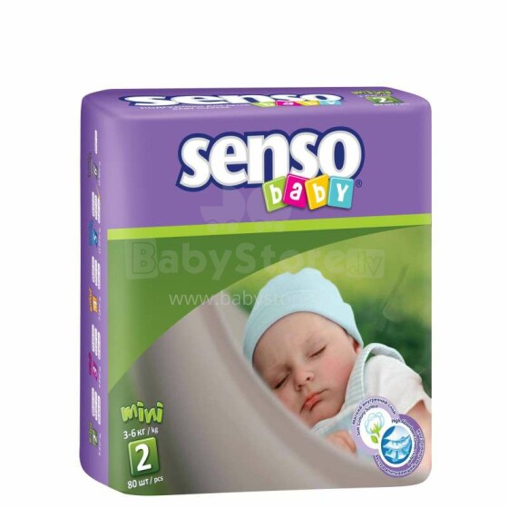Senso Baby Mini B2 Art.49781 sauskelnės 2 dydis, 3-6 kg, 80 vnt.