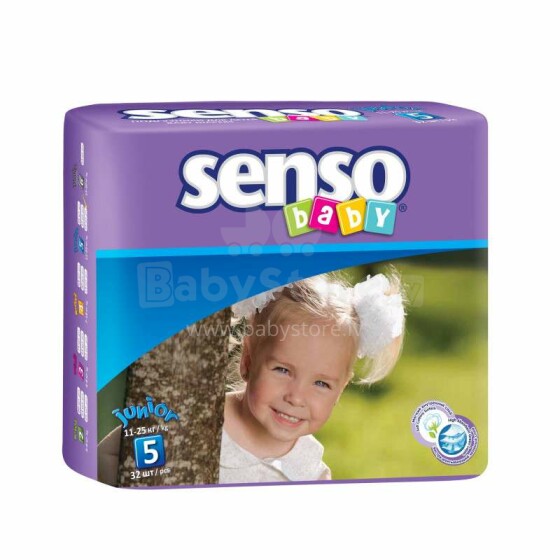 Senso Baby Junior B5 Art.49783 Подгузники для детей 5 размер,11-25кг,32 шт.