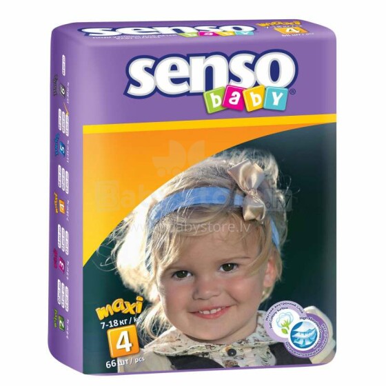 Senso Baby Maxi B4 Art. 49789 sauskelnės 4 dydis, 7-18 kg, 66 vnt.