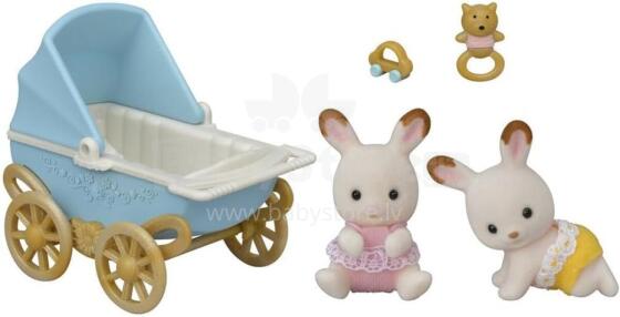 Sylvanian šokolādes zaķu dvīņu ratiņi Art. 5432