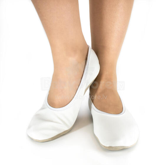 Bebe Basic Hip-Hop Gymnastics Shoes Art.SB120 White Vingrošanas, sporta dejošanas čības ar ādas zoli