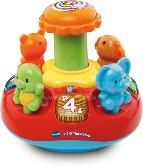Vtech Baby Spinning Funny Animals Art.54980 Rotaļlieta muzikālā Jautri Dzīvnieki, 6 m+