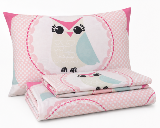 UR Kids Bedding Art.58005 Owl Pink Комплект детского постельного белья из 3-х частей