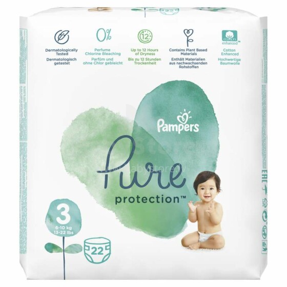 Pampers Pure Protection  Art.P04H017 Подгузники S3 размер,6-10кг,31 шт.