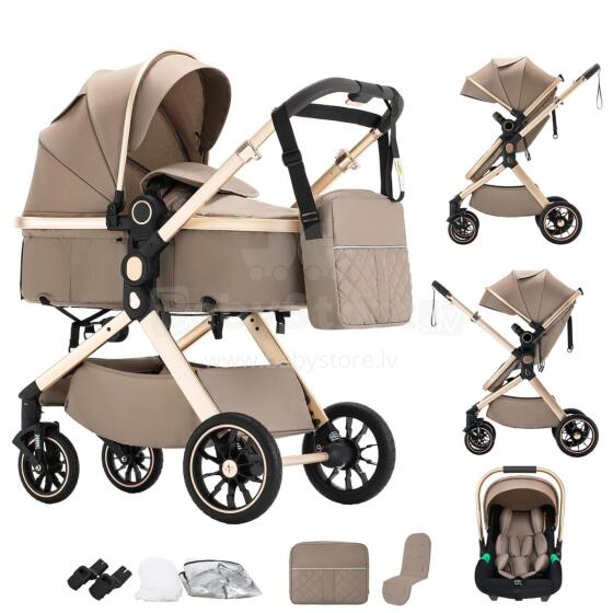 Shineey 3-in-1 Pushchair Buggy Art.U9-X Brown Ratiņi trīs vienā