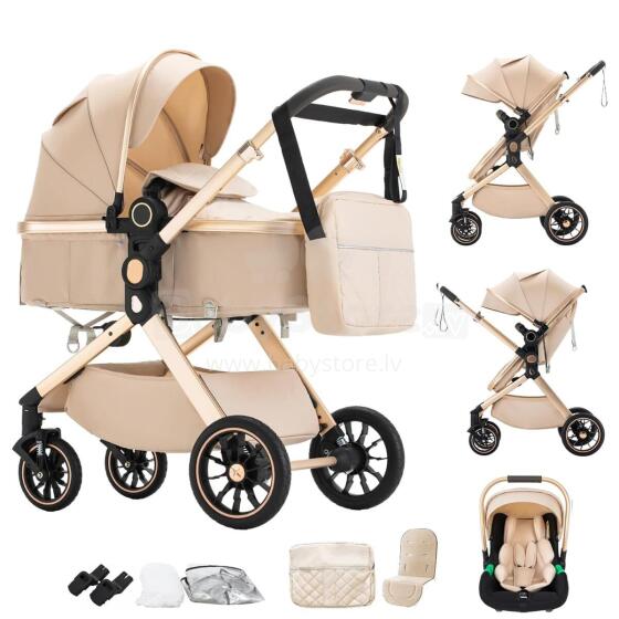 Shineey 3-in-1 Pushchair Buggy Art.U9-X Beige Ratiņi trīs vienā