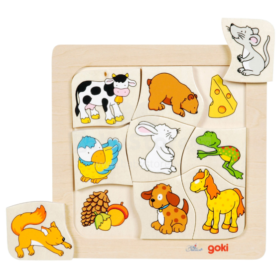Goki Art.VG56880 Wooden puzzle 'Animals'