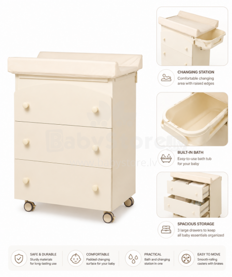 Erbesi Sonia Ivory Art.66798 комод с пеленальной поверхностью и ванночкой