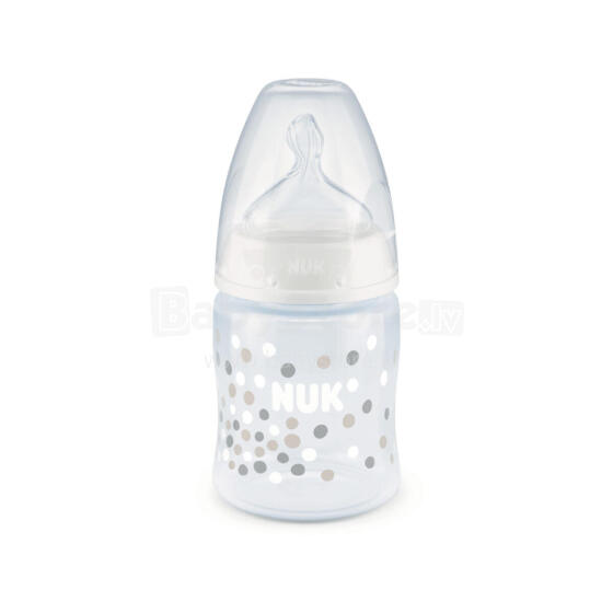 Nuk First Choice Art.SK53 Pudele ar temperatūras kontroli, ar lateksa knupi,150ml, (0-6 mēn.) M izmēra knupīti (piena maisījumam)