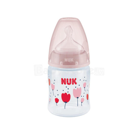 Nuk First Choice  Art.SK53 Pudele ar temperatūras kontroli, ar silikona knupi,150ml, (0-6 mēn.) M izmēra knupīti (piena maisījumam)