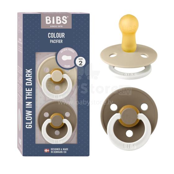 Bibs Colour Vanilla / Dark Oak Night Art.119419 Apaļš māneklītis (knupītis) no 100% naturāla (dabas) kaučuka 6-18 mēn. (2 gb.)