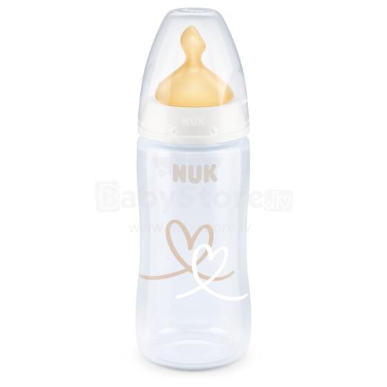 Nuk First Choice Art.SK55  Pudele ar temperatūras kontroli, ar lateksa knupi,300ml, (0-6 mēn.) M izmēra knupīti (piena maisījumam)