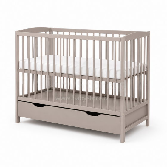 Elf Bed Arco Drawer Art.73282 Taupe Wooden baby crib with a storage drawer (120x60 cm)