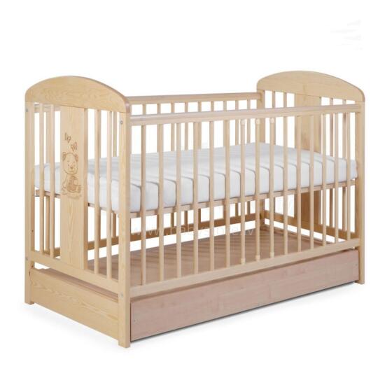 La Bebe™ Kids Wood Cot Sosna Tomi 20 Art.73991 Natural Bērnu kokā gultiņa ar atvilktni 120x60cm