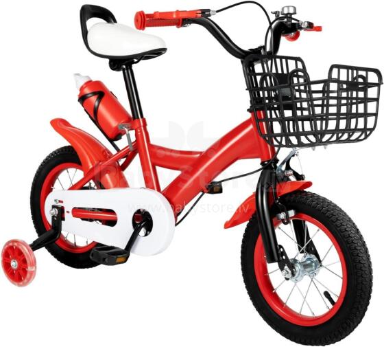 Kids Bike Wheels Collas 12' Red  Art.8063  Bērnu divritenis (velosipēds) ar palīgriteņiem