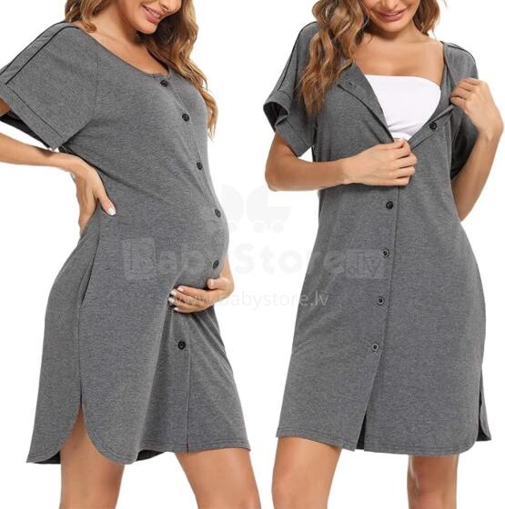 Nursing Maternity Nightdress Art.81669 Grey   Naktskrekliņs grūtniecēm / barošanai