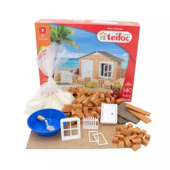 Teifoc Brick Tots Art.85415  Koka konstruktors-ķeģeļi Mājiņa, 130 detaļas