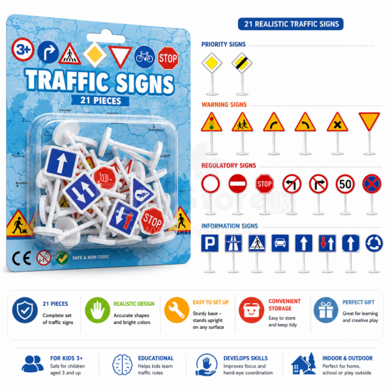 I-Toys Art.A-0285 Road signs (21 pcs.)