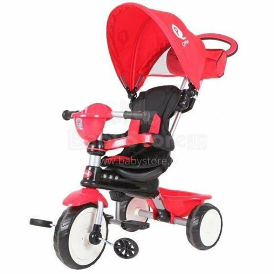 QPlay Comfort Eva Art.90728 Red  Детский трехколесный велосипед c EVA колёсами, ручкой управления и крышей
