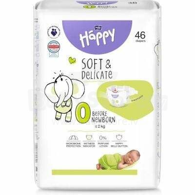 Happy Before Newborn Art.93869 Baby diapers size 0 up to 2 kg, 46 pcs.
