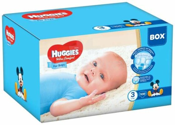 Huggies Ultra Comfort Box Boy Art.41565637 Детские подгузники для мальчиков 5-9кг,108 шт