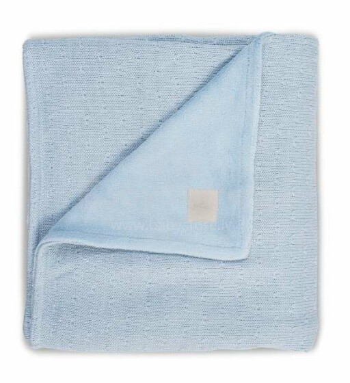 Jollein Teddy Soft Knit Blue Art.517-511-65128 Natūralios medvilnės pledas 75x100cm