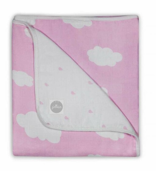 Jollein Clouds Pink Art.521-511-65056 Vaikiškos antklodės iš bambuko, 75x100cm