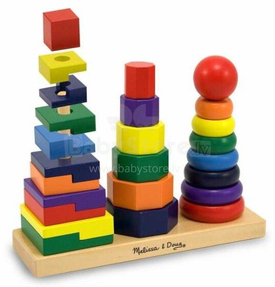 Melissa&Doug Geometric Stacker   Art.10567 Развивающая деревянная игрушка 'Геометрические пирамиды'