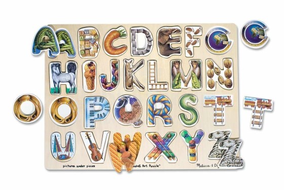 Melissa&Doug Puzzles Alphabet Art.10083 Puidust kujundavad lastele mõeldud mõistatused