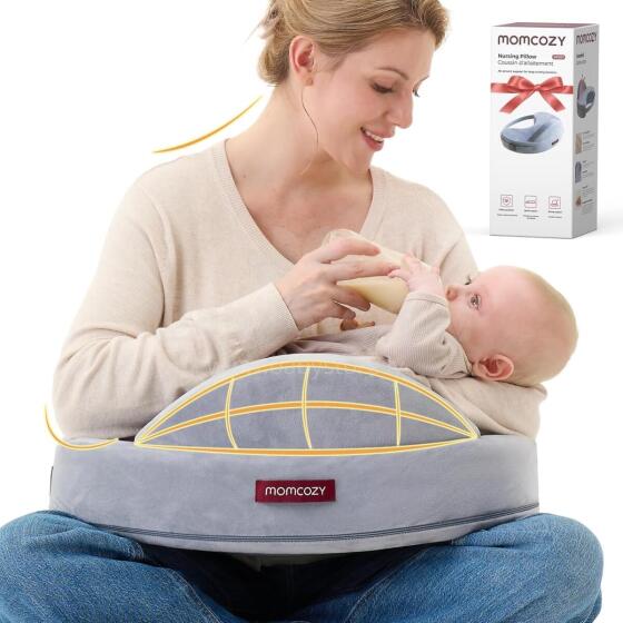 Momcozy Memory Foam Nursing Pillow with Safety Border Art.98811 Grey Ergonomisks barošanas spilvens, kas izgatavots no memory foam ar aizsargājošu sānu maliņu
