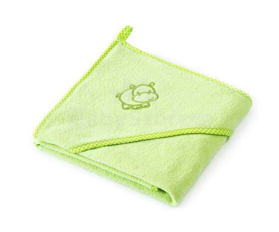 Sensillo Hippo Art.4170 Green Детское хлопковое полотенце с капюшоном 80x80см