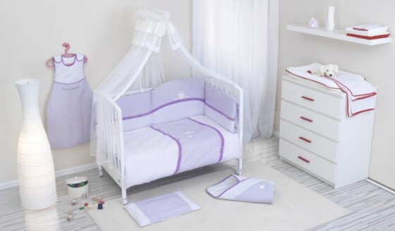 NINO-ESPANA Vaikiškų lovatiesių medvilnės komplektas 'Paseo Violet' 6bb