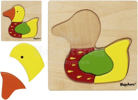 Playshoes 380610 Wooden puzzle duck Attīstoša koka rotaļlieta puzle