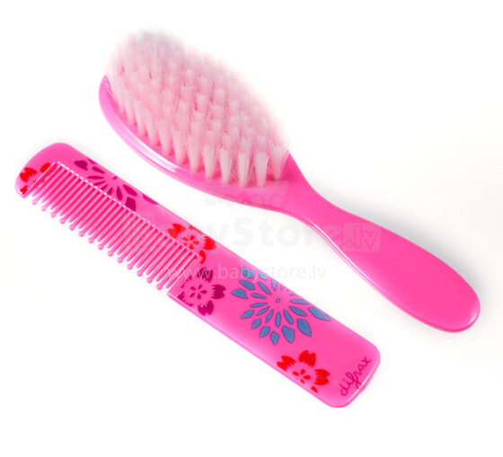Difrax Art.898 Pink Мягкая щётка для волос +расчёска