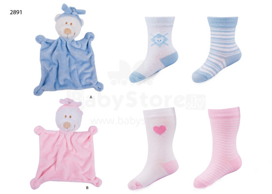 Soxo  набор для  малышей : 2 пары носков + плюшевый мишка(2891)