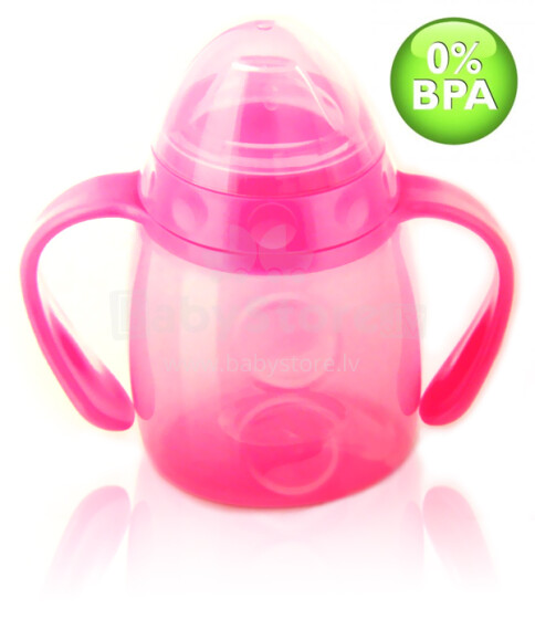 „Akuku A0186“ puodelis kūdikiams nuo 4 mėnesių amžiaus su minkštu dangteliu 240 ml