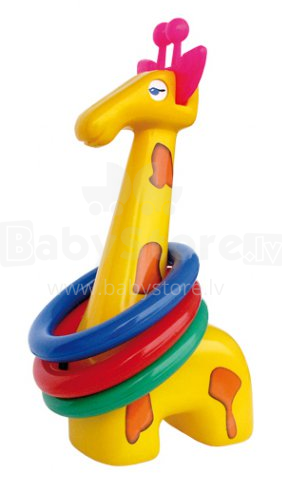 NINA 00063 Žirafa vaikų vystantis žaislas su žiedais Žirafa