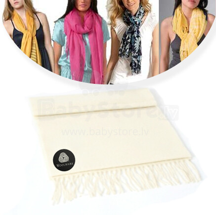 Natural Merino wool scarf 190x26cm