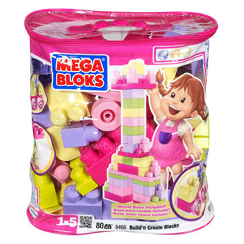 MEGA BLOKS - Большая сумка с деталями конструктора Mega Bloks (80 штук, пастельные цвета) 8466