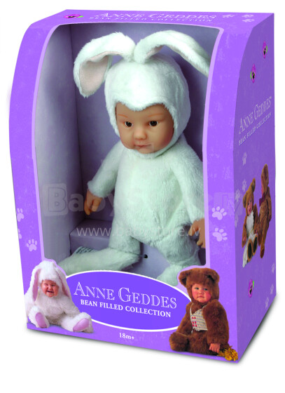 Anne Geddes doll siting rabbit white AN 579407
