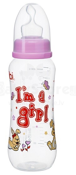 Bibi Little Stars Girl 108275-2  pudelīte 250 ml ar šauru kakliņu 0+