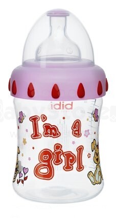 Bibi Little Stars Girl 108283-2  pudelīte 250 ml ar platu kakliņu 0+