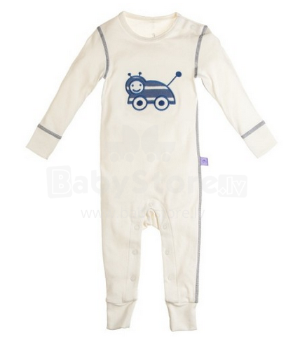 BeeKid Art. P10007C2 Белый комбинезон с синей аппликацией для новорождённых, 100% органический хлопок (62-92 см)