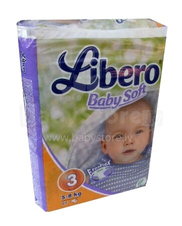 „Libero Baby Soft 3“ vystyklai (5–8 kg) 68 vnt.