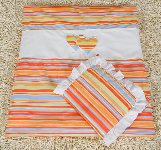 Mamo Tato Heart Col. Orange Комплект постельного белья для коляски из 2 частей