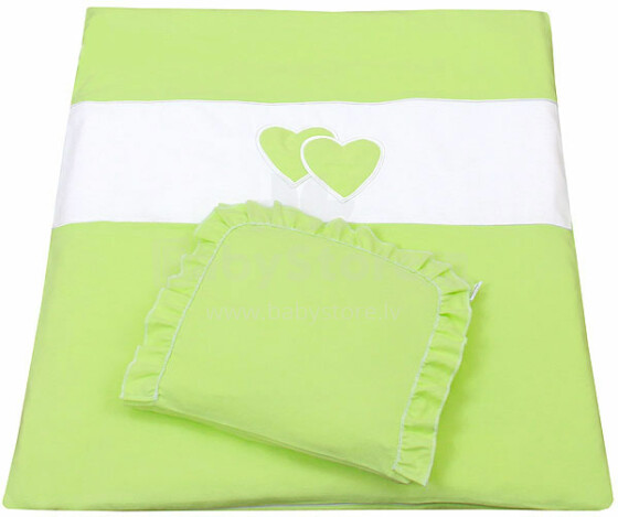 Mamo Tato Heart Col. Green Комплект постельного белья для коляски из 4 частей