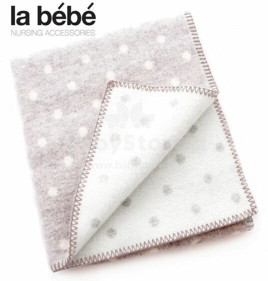 La Bebe™ Grey Cosy Dots Art.76816 Natural Lambswool Детское шерстяное одеяло/плед Merinos (Меринос, Merynos) шерсти New Zeland 100х70 см