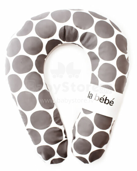 La Bebe™ Snug Cotton Nursing Maternity Pillow Art.77430 White&Grey dots Pillow with buckwheat filling 20*70cm